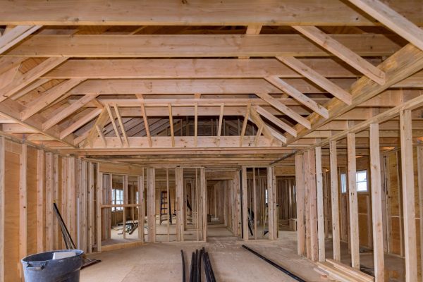 Framing beam of new house under construction home beam construction